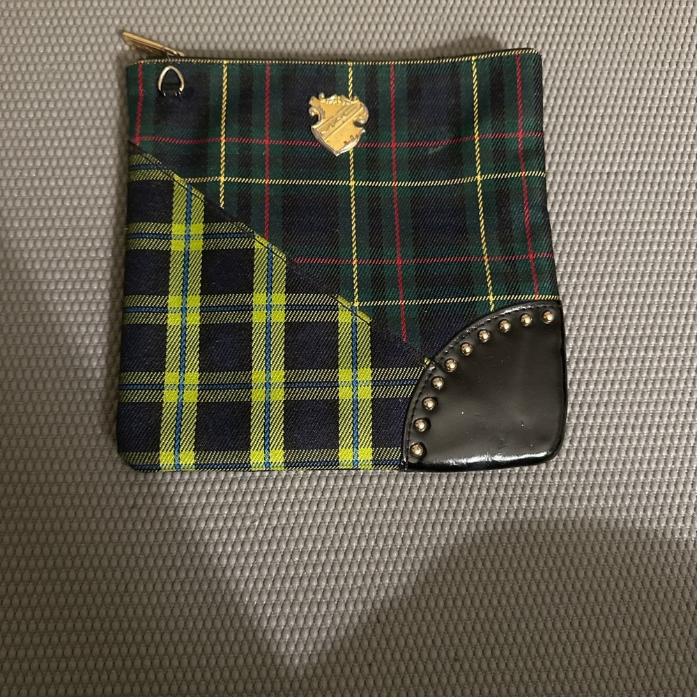 MAC Cosmetics Plaid Zippered Makeup Bag - Tartan with Studded Corner